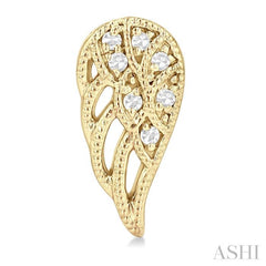 1/20 Ctw Petite Angel Wings Round Cut Diamond Fashion Stud Earring in 10K Yellow Gold