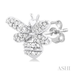 1/3 Ctw Petite Bumble Bee Round Cut Diamond Fashion Stud Earring in 10K White Gold