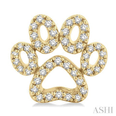 1/4 Ctw Petite Dog Paw Round Cut Diamond Fashion Stud Earring in 10K Yellow Gold
