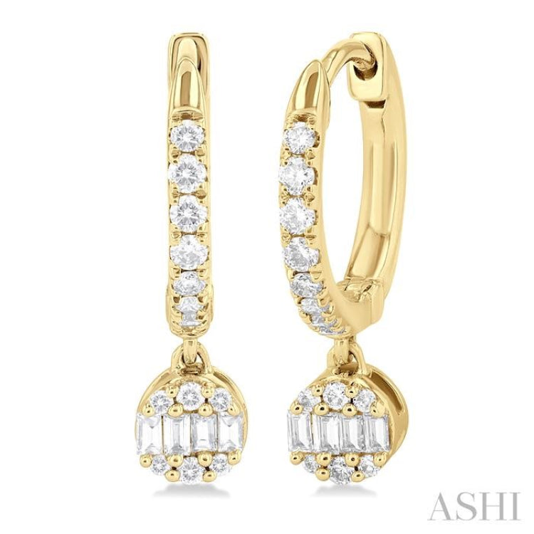 1/3 Ctw Petite Round Shape Fusion Diamond Fashion Huggies in 10K Yellow Gold