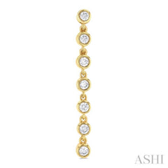 1/4 Ctw Bezel Set Round Cut Diamond Long Tennis Earring in 14K Yellow Gold
