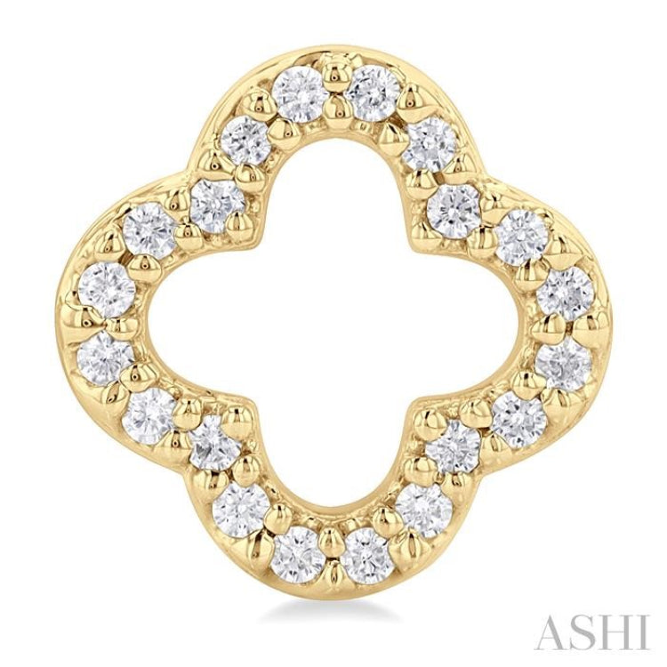 1/6 Ctw Petite Clover Round Cut Diamond Fashion Stud Earring in 10K Yellow Gold