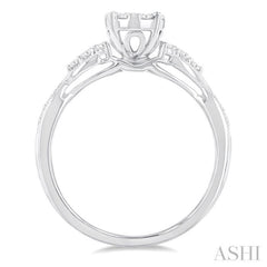 1/2 Ctw Round Shape Lovebright Carved Shank Round Cut Diamond Engagement Ring in 14K White Gold