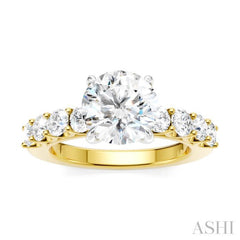 7/8 Ctw Round Shape Round Cut Diamond Semi-Mount Engagement Ring in 14K Yellow and White Gold