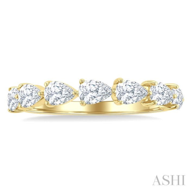 1 Ctw East-West Pear Shape Diamond Fashion Band in 14K Yellow Gold
