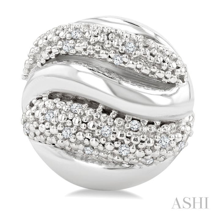 1/10 Ctw Bold Twisted Rib Round Cut Diamond Bold Fashion Stud Earring in Sterling Silver