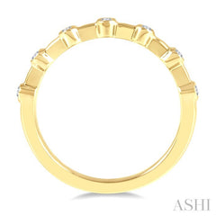 1/10 Ctw Bezel Set Round Cut Diamond Stackable Wedding Band in 14K Yellow Gold