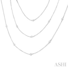 1 Ctw Bezel Set Round Cut Diamond 60-Inch Long Station Necklace in 14K White Gold