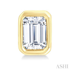 1/5 Ctw Petite Bezel Set Emerald Cut Diamond Fashion Stud Earrings in 10K Yellow Gold