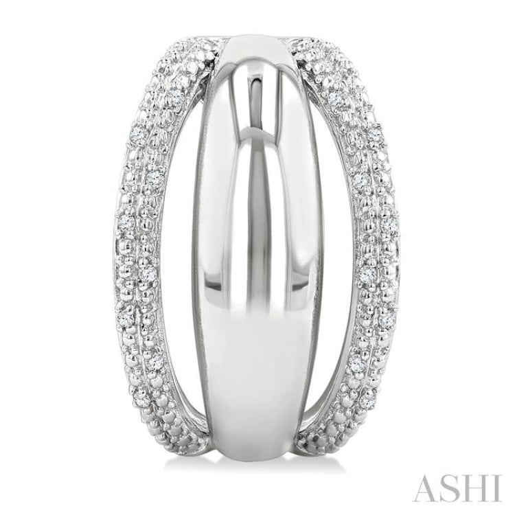 1/10 Ctw Split Dome Shape Round Cut Diamond Bold Half Hoop Earrings in Sterling Silver
