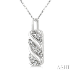 1/10 Ctw Bold Ribbed Swirl Round Cut Diamond Bold Fashion Pendant With Chain in Sterling Silver