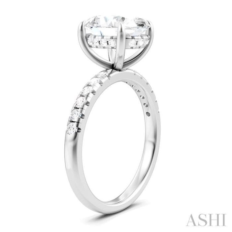 1/3 Ctw Oval Shape Round Cut Diamond Semi-Mount Engagement Ring in 14K White Gold