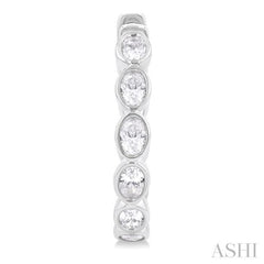 1 1/10 Ctw Bezel Set Oval Cut Diamond Fashion Hoop Earring in 14K White Gold