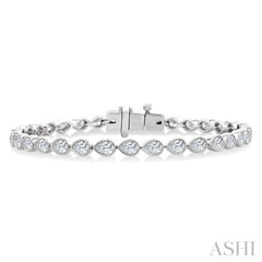 3 1/3 Ctw East-West Bezel Set Pear Cut Diamond Tennis Bracelet in 14K White Gold