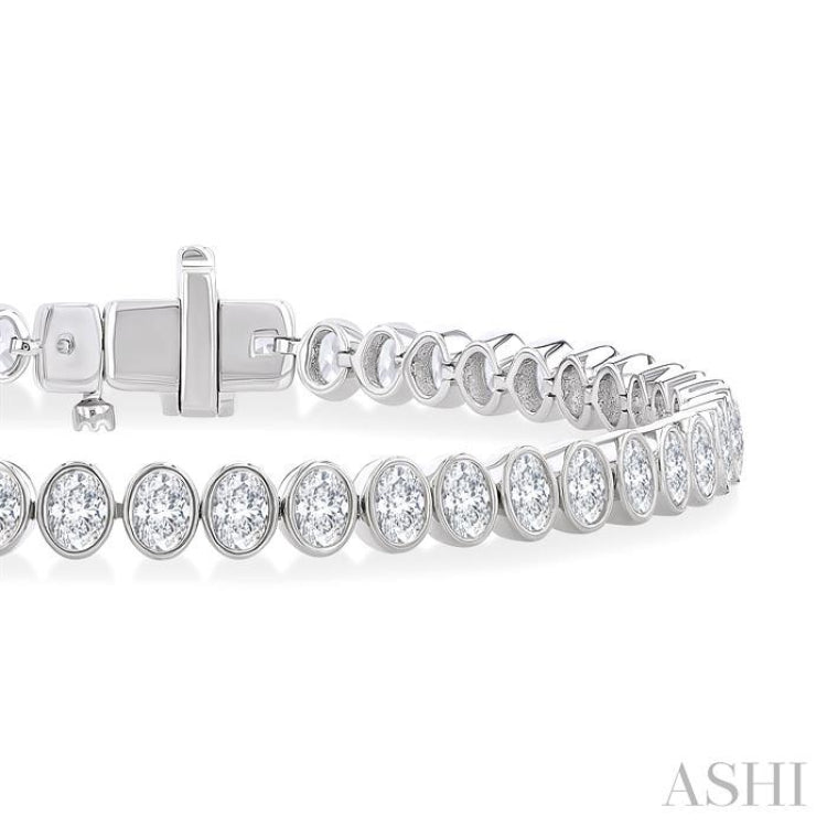 4 5/8 Ctw North-South Bezel Set Oval Cut Diamond Tennis Bracelet in 14K White Gold