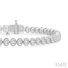 4 5/8 Ctw North-South Bezel Set Oval Cut Diamond Tennis Bracelet in 14K White Gold
