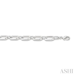 1/10 Ctw Emerald Shape D-Link Round Cut Diamond Fashion Bracelet in Sterling Silver