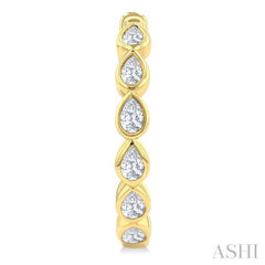 1 Ctw Bezel Set Pear Cut Diamond Fashion Hoop Earring in 14K Yellow Gold