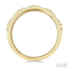 5/8 Ctw Clover Motif Round Cut Diamond Wide Fashion Band in 14K Yellow Gold