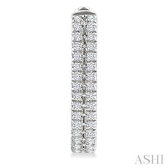 1/5 Ctw Twin Row Round Cut Diamond Fashion Hoop Earring in 10K White Gold