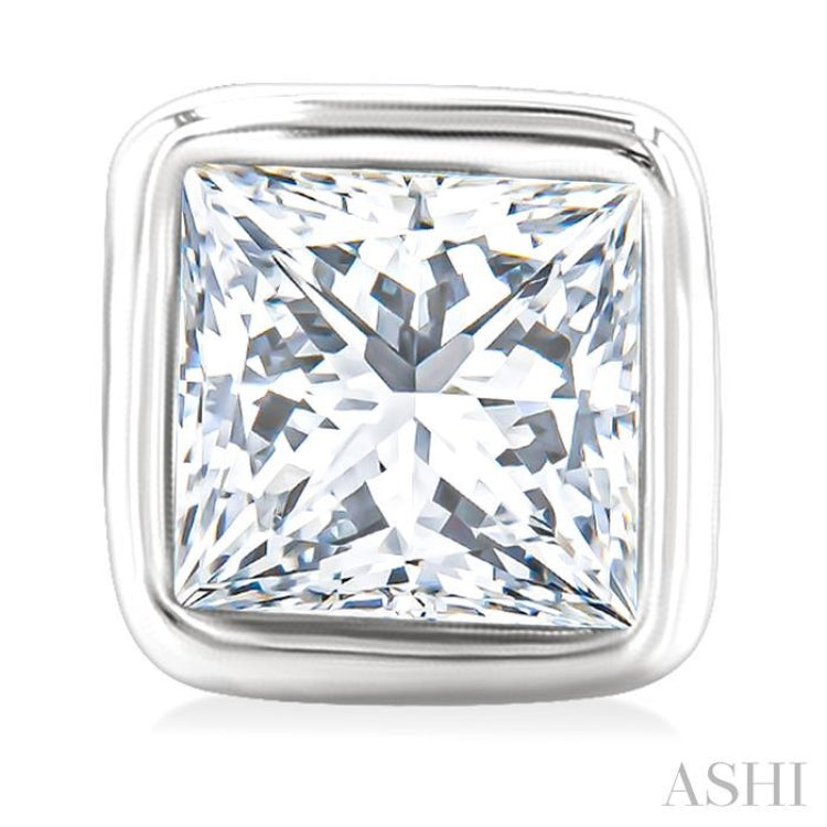1/5 Ctw Petite Bezel Set Princess Cut Diamond Fashion Stud Earrings in 10K White Gold