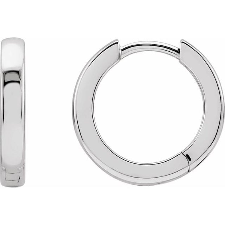 14K White Hinged 12 mm Hoop Earrings