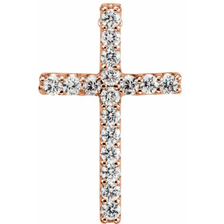 14K Rose .06 CTW Lab-Grown Diamond Petite Cross Pendant