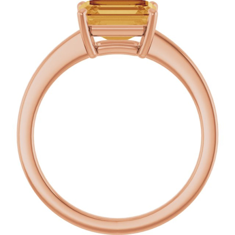 14K Rose Natural Citrine Ring