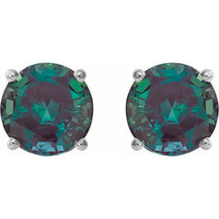 14K White Gold 6 mm Lab-Grown Alexandrite Earrings