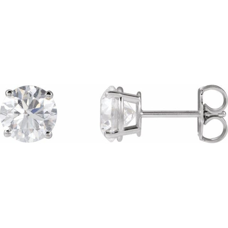 Platinum 6 mm Natural Gray Spinel Earrings
