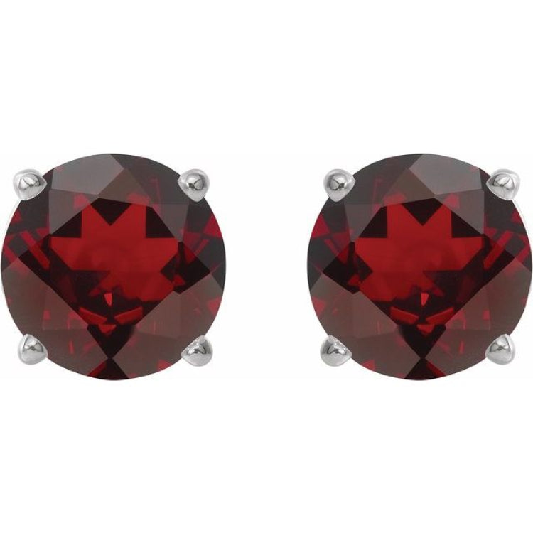 Platinum 6 mm Natural Mozambique Garnet Earrings
