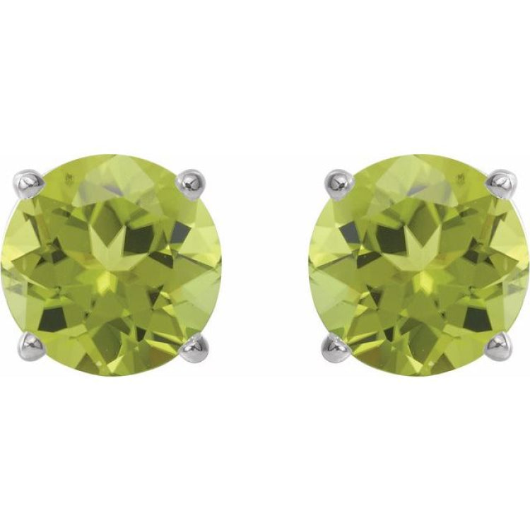 14K White Gold 7 mm Natural Peridot Earrings