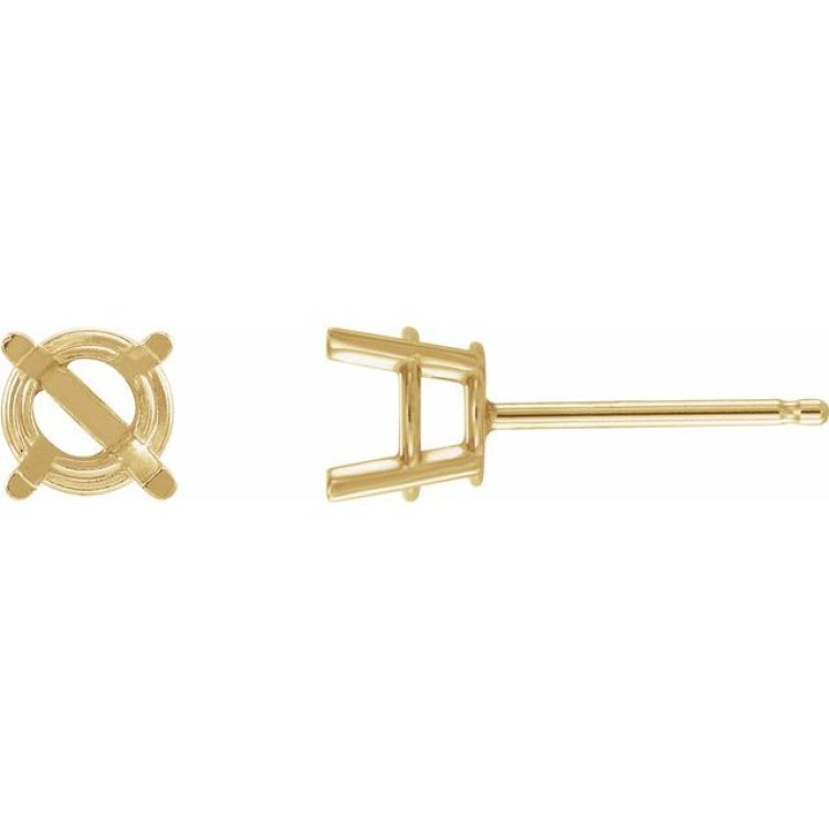 14K Yellow Gold 7 mm Lab-Grown Ruby Earrings