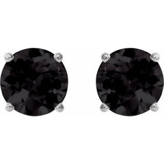 Sterling Silver 7 mm Natural Black Onyx Earrings