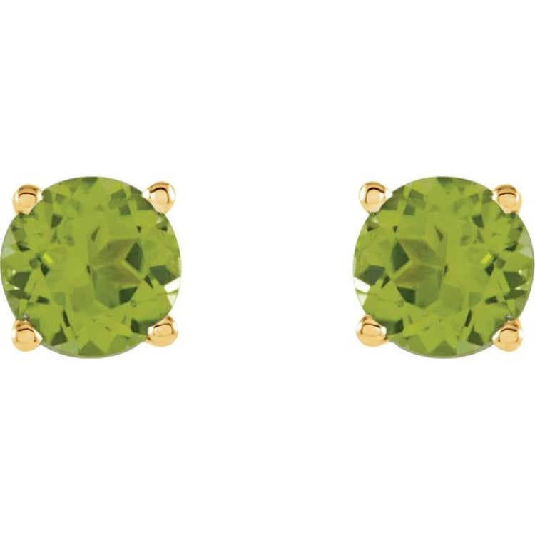 14K Yellow Gold 8 mm Natural Peridot Earrings