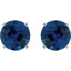 Platinum 6 mm Lab-Grown Blue Sapphire Earrings