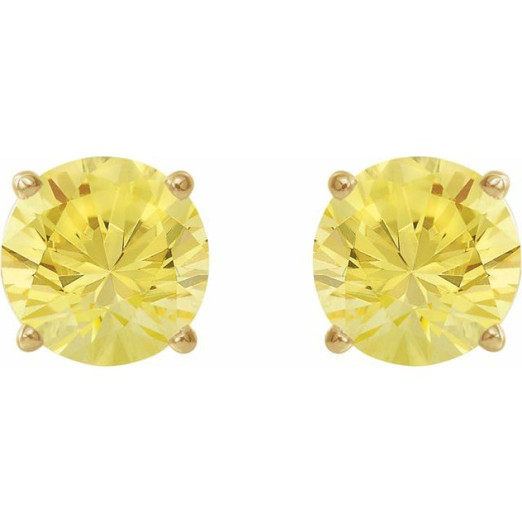 14K Yellow Gold 7 mm Lab-Grown Yellow Sapphire Earrings