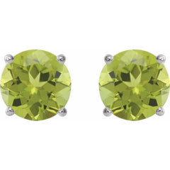 Platinum 7 mm Natural Peridot Earrings