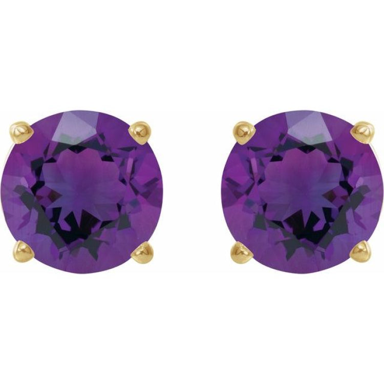 14K Yellow Gold 6 mm Natural Amethyst Earrings