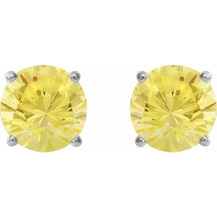 14K White Gold 7 mm Lab-Grown Yellow Sapphire Earrings