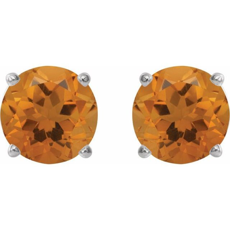 Sterling Silver 7 mm Natural Citrine Earrings