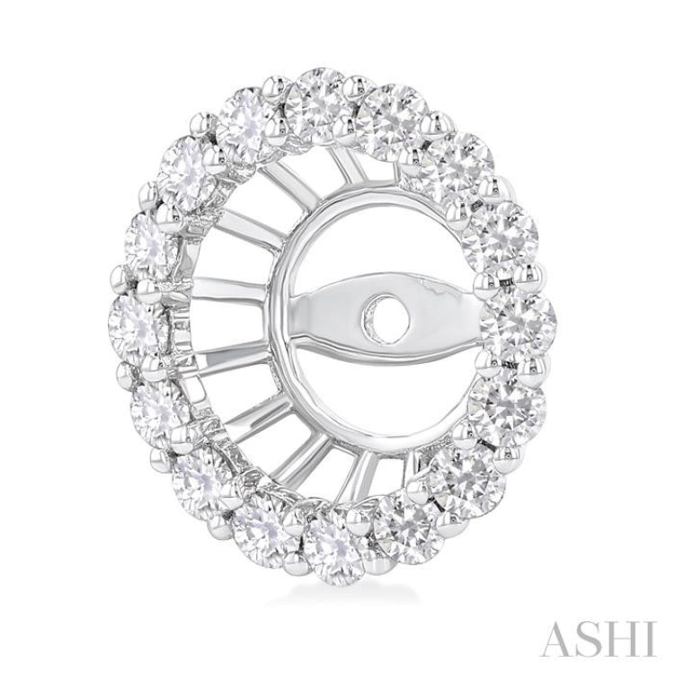 5/8 Ctw Round Cut Diamond 6MM Round Earrings Jacket in 14K White Gold