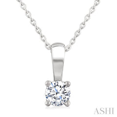 1/3 Ctw Prong Set Round Cut Diamond Solitaire Pendant With Chain in 14K White Gold