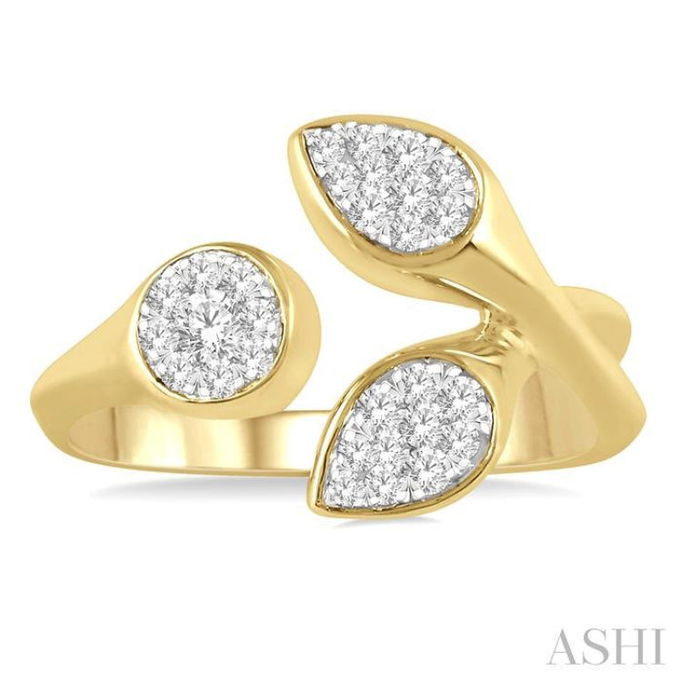 1/3 Ctw Lovebright Open Center Mixed Shape Mounts Round Cut Diamond Fashion Ring in 10K Yellow and White Gold