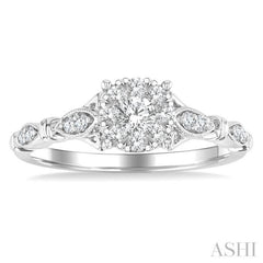 3/8 Ctw Round Lovebright Diamond Engagement Ring in 14K White Gold