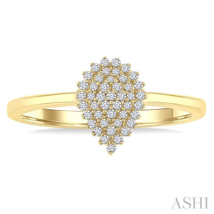 1/6 Ctw Petite Pear Shape Round Cut Diamond Cluster Fashion Ring in 10K Yellow Gold