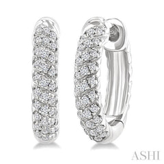 1/5 Ctw Petite Swirl Pattern Round Cut Diamond Fashion Huggies in 10K White Gold