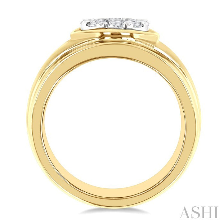 1 Ctw Circular Wide Shank Lovebright Round Cut Diamond Men's Ring in 10K Yellow and White Gold