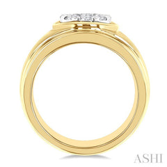 1 Ctw Circular Wide Shank Lovebright Round Cut Diamond Men's Ring in 10K Yellow and White Gold