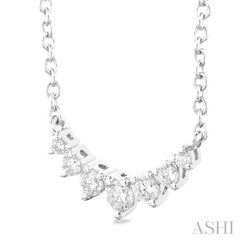 1/8 Ctw Graduated Petite Diamond Smile Necklace in 14K White Gold